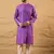 Men purple pure cotton solid embroidered straight kurta with trouser
