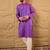 Men purple pure cotton solid embroidered straight kurta with trouser