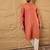 Men orange pure cotton solid embroidered straight kurta with trouser