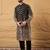 Men black georgette solid embroidered straight kurta with trouser