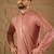 Men pink viscose rayon solid embroidered straight kurta with trousers