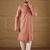 Men pink viscose rayon solid embroidered straight kurta with trousers