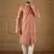 Men pink viscose rayon solid embroidered straight kurta with trousers