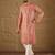 Men pink viscose rayon solid embroidered straight kurta with trousers