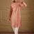 Men pink viscose rayon solid embroidered straight kurta with trousers