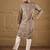 Men grey viscose rayon solid embroidered straight kurta with trousers