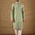 Men green viscose rayon solid embroidered straight kurta with trouser