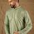 Men green viscose rayon solid embroidered straight kurta with trouser