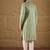 Men green viscose rayon solid embroidered straight kurta with trouser