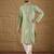 Men green viscose rayon solid embroidered straight kurta with trouser