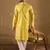 Men yellow viscose rayon solid embroidered straight kurta with trouser