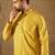Men yellow viscose rayon solid embroidered straight kurta with trouser