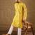 Men yellow viscose rayon solid embroidered straight kurta with trouser