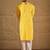 Men yellow viscose rayon solid embroidered straight kurta with pant set
