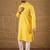Men yellow viscose rayon solid embroidered straight kurta with pant set