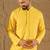 Men yellow viscose rayon solid embroidered straight kurta with pant set