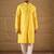 Men yellow viscose rayon solid embroidered straight kurta with pant set