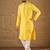 Men yellow viscose rayon solid embroidered straight kurta with pant set