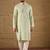 Men green viscose rayon solid embroidered straight kurta with pant set