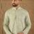 Men green viscose rayon solid embroidered straight kurta with pant set