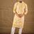 Men yellow viscose rayon abstract embroidered straight kurta with trouser