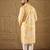 Men yellow viscose rayon abstract embroidered straight kurta with trouser