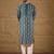 Men blue pure silk floral printed straight kurta with trouser
