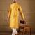 Men yellow pure silk geometric printed straight kurta with trousers