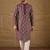 Men purple pure silk floral printed straight kurta with trouser