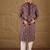Men purple pure silk floral printed straight kurta with trouser