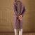 Men purple pure silk floral printed straight kurta with trouser