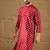 Men maroon silk ikat printed straight kurta with pant set