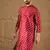 Men maroon silk ikat printed straight kurta with pant set