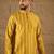 Men yellow viscose rayon ethnic motifs printed straight kurta with trousers