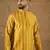 Men yellow viscose rayon ethnic motifs printed straight kurta with trousers
