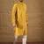 Men yellow viscose rayon ethnic motifs printed straight kurta with trousers
