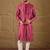 Men pink pure silk ethnic motifs printed straight kurta with trousers