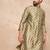 Men olive pure silk abstract printed straight kurta with trousers