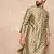 Men olive pure silk abstract printed straight kurta with trousers