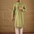 Men green pure silk geometric printed straight kurta with trouser