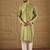 Men green pure silk geometric printed straight kurta with trouser