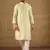 Men green silk blend solid embroidered straight kurta with trouser