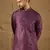 Men purple silk blend solid embroidered straight kurta with trouser
