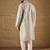 Men grey silk blend solid embroidered straight kurta with trouser