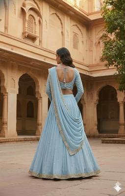 Light Sky Blue Festive Lehenga Set 2