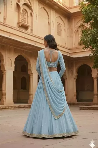 Light Sky Blue Festive Lehenga Set