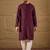 Men purple viscose rayon solid embroidered straight kurta with trouser