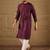 Men purple viscose rayon solid embroidered straight kurta with trouser