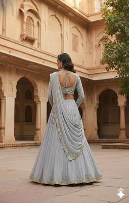 Light Grey Festive Lehenga Set 2