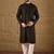 Men black silk blend solid embroidered straight kurta with trouser